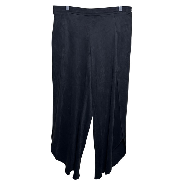 DREW Pants - Drew Black High Waist Asymmetrical Tulip Hem Wide Leg Wrap Trouser Pants Women M